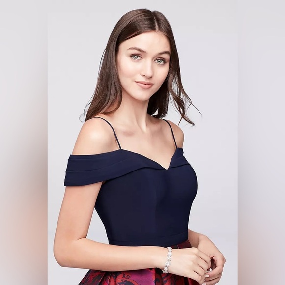 Morgan & Co. Off the Shoulder Jersey Jacquard Party Dress Size 11/12 - Picture 3 of 12